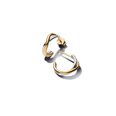 Dwutonowe otwarte kolczyki Pandora obręcze o organicznym kształcie 263880C00