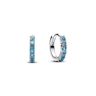 Srebrne Kolczyki Kółka Pandora Błękitne Kamienie - JubilerSezam.pl