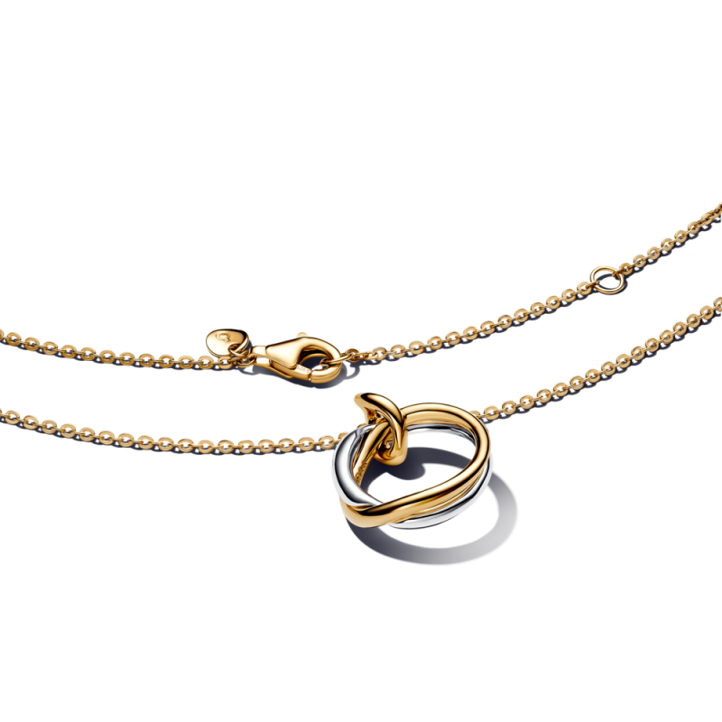 Naszyjnik Pandora z dwutonową zawieszką o organicznym kształcie 363882C00