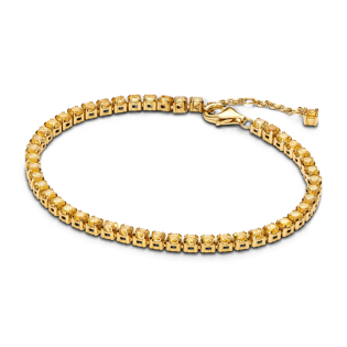 Lśniąca bransoletka tenisowa Pandora z zielonymi kamieniami 561469C02