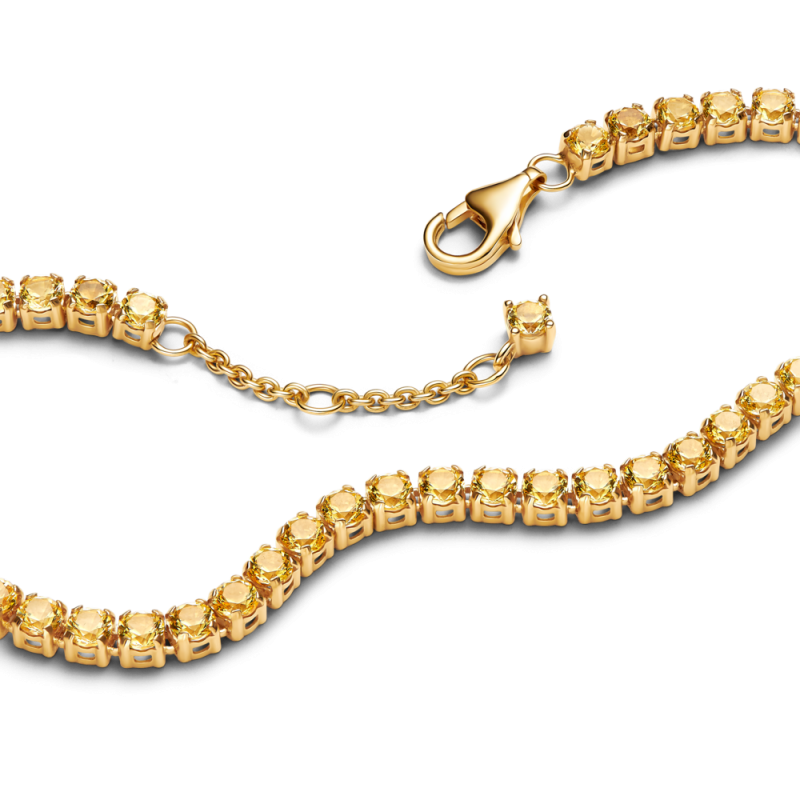 Lśniąca bransoletka tenisowa Pandora z zielonymi kamieniami 561469C02