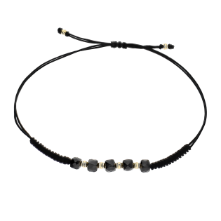 Złota Bransoletka Kulki i Czarne Spinele pr. 585 - JubilerSezam.pl