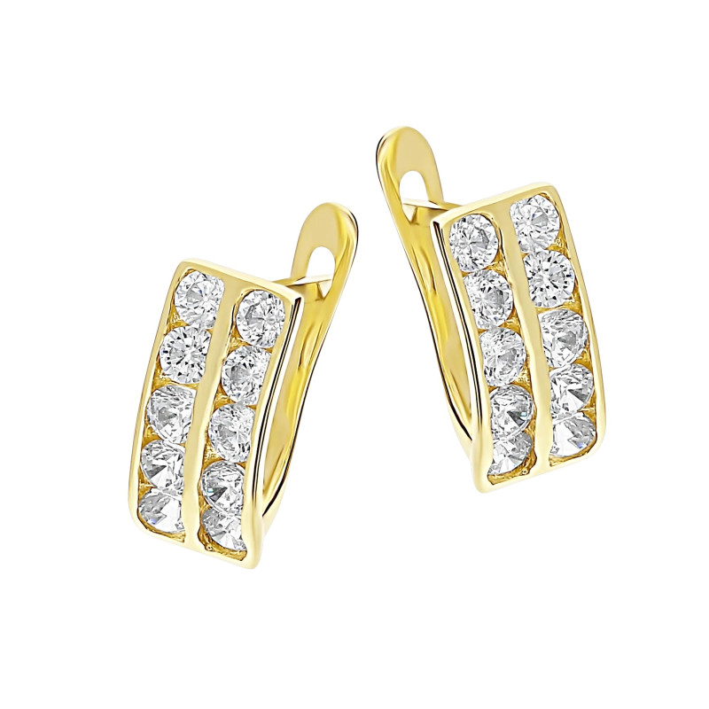 Kolczyki dla dziecka podwójne przecinki z cyrkoniami próba 375