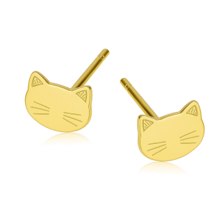 Kolczyki złote głowa kota próba 585