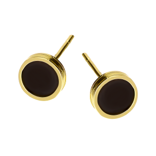 Kolczyki złote z onyksem w kole próba 585