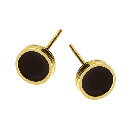 Kolczyki złote z onyksem w kole próba 585