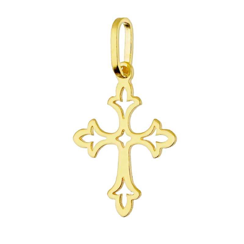 Krzyżyk złoty ramka lilijka próba 585