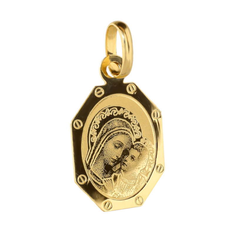 Medalik złoty Matka Boska z Dzieciątkiem próba 585