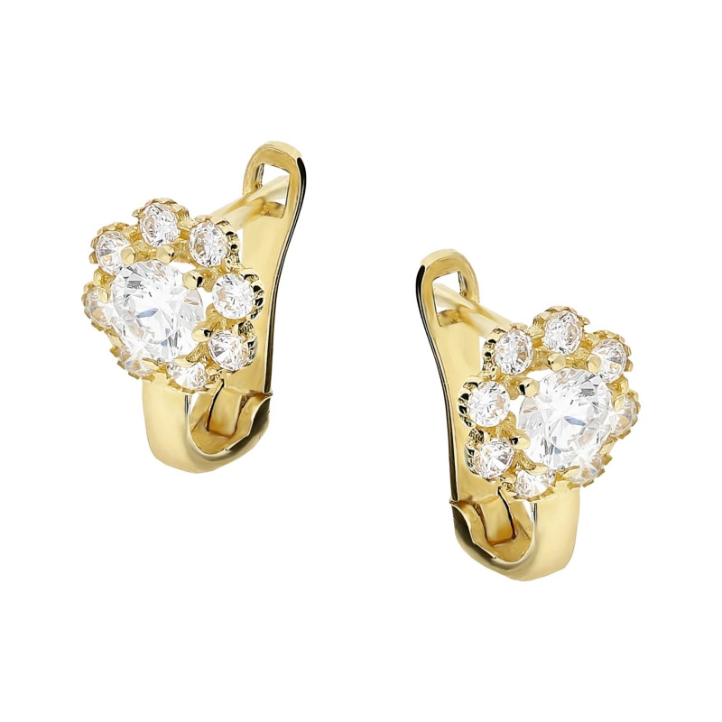 Kolczyki zółote dla dziewczynki kwiatki z cyrkonią próba 585