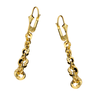 Złote kolczyki wiszące łańcuszek skrętka pr. 585 - JubilerSezam.pl