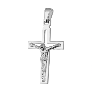 Krzyżyk srebrny rodowany z Panem Jezusem