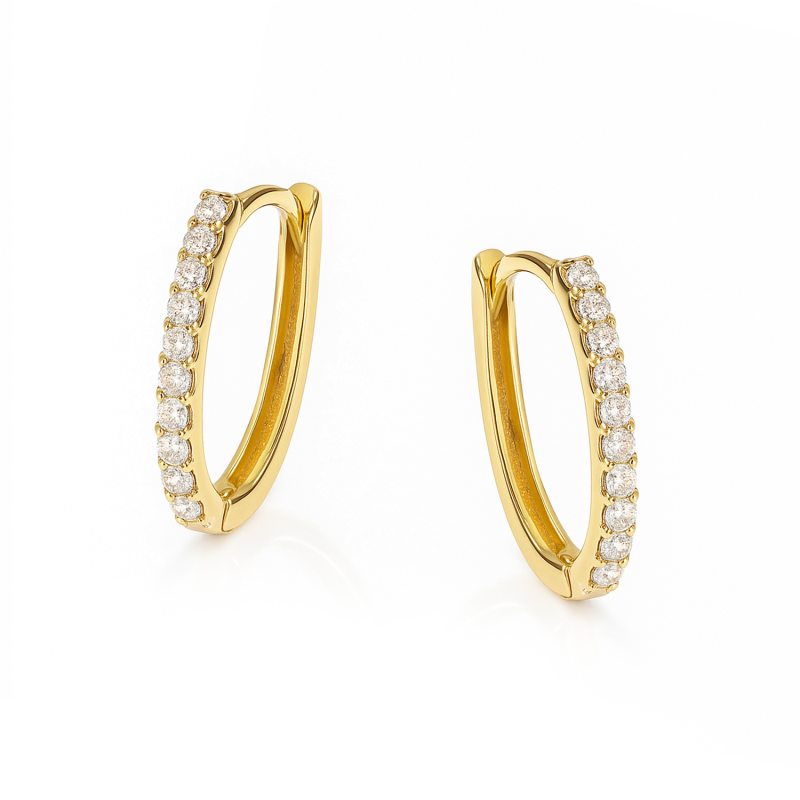 Kolczyki złote z białymi diamentami w rzędzie