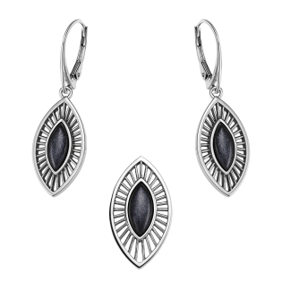 Komplet srebrny kolczyki i zawieszka łezka z multikolorowym kamieniem