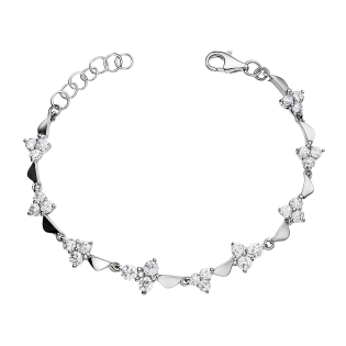 Bransoleta srebrna kwiaty z cyrkoniami