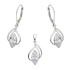 Komplet srebrny kolczyki i zawieszka kropla z białą cyrkonią