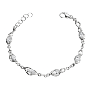 Bransoleta srebrna krople z białymi cyrkoniami