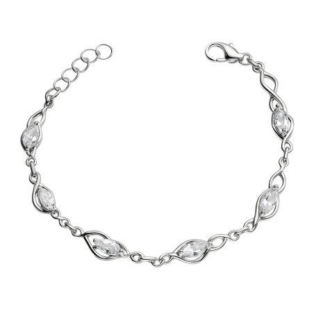 Bransoleta srebrna krople z białymi cyrkoniami