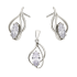 Komplet srebrny kolczyki i zawieszka kropla z białą cyrkonią