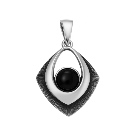 Zawieszka srebrna onyks w kwadracie