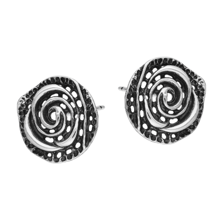 Kolczyki srebrne ażurowa róża