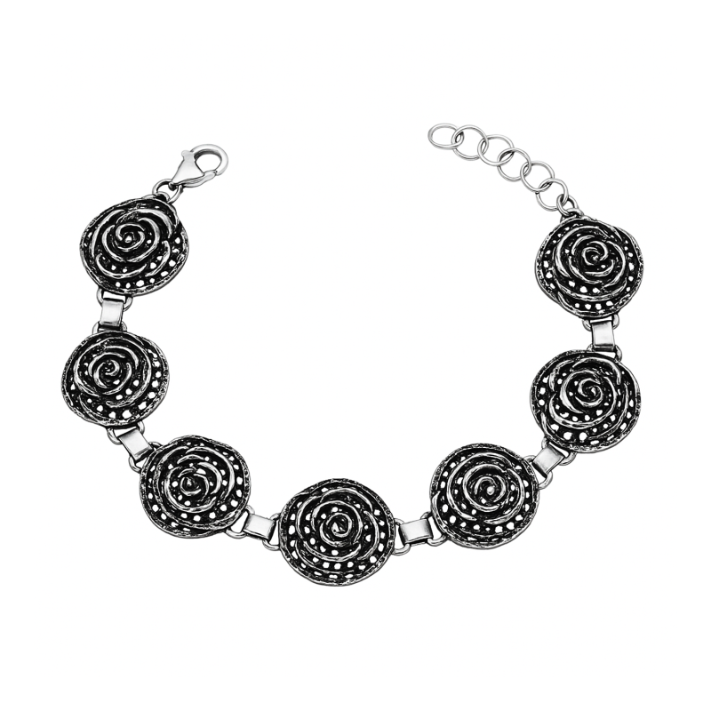 Bransoleta srebrna ażurowe róże