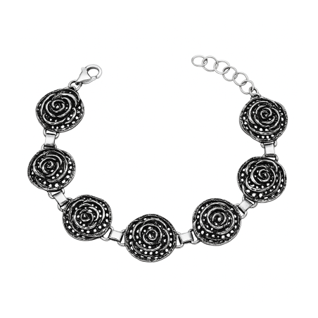 Bransoleta srebrna ażurowe róże