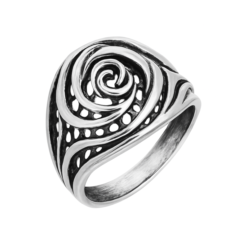 Pierścionek srebrny ażurowa róża