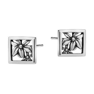 Kolczyki srebrne ramka z kwiatami