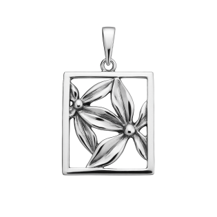 Zawieszka srebrna ramka z kwiatami