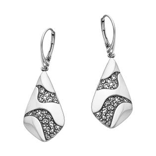 Kolczyki srebrne ażurowa kropla z falami