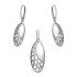 Komplet srebrny kolczyki i zawieszka ażurowy owal