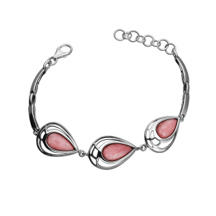 Srebrna Bransoletka z Różowym Opalem Krople - JubilerSezam.pl