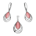 Komplet srebrny kolczyki i zawieszka kropla z różowym opalem