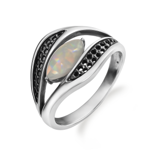 Srebrny Pierścionek Łezka z Białym Opalem - JubilerSezam.pl