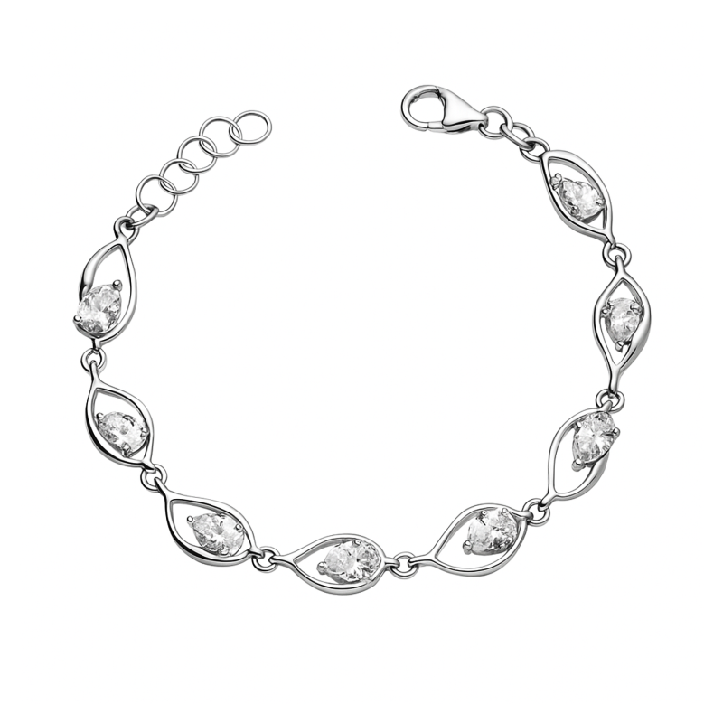 Bransoleta srebrna cyrkonie krople