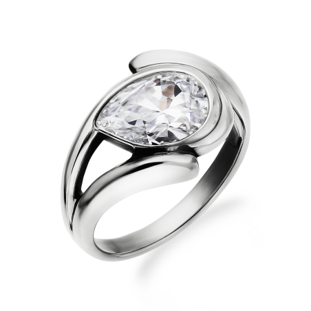 Pierścionek srebrny cyrkonia kropla