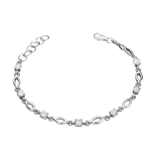 Bransoleta srebrna z białymi cyrkoniami
