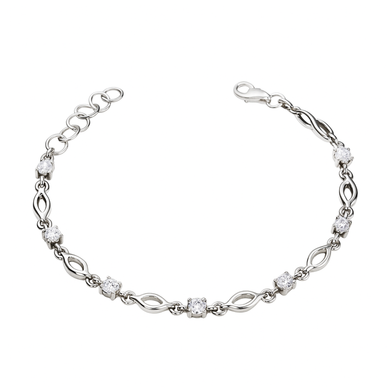 Bransoleta srebrna z białymi cyrkoniami