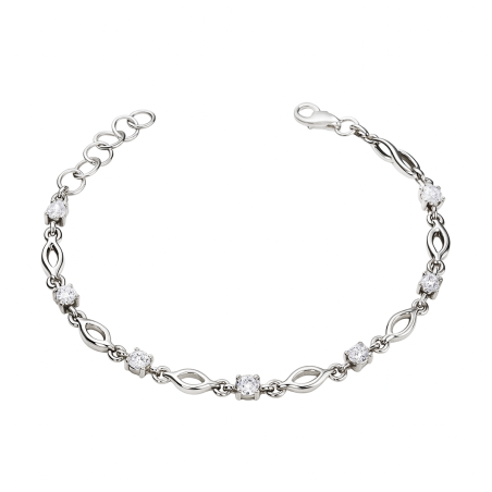 Bransoleta srebrna z białymi cyrkoniami