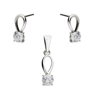 Komplet srebrny kolczyki i zawieszka z białą cyrkonią