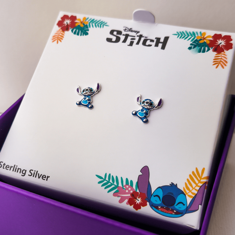 Kolczyki srebrne dla dziewczynki Disney Stitch z emalią ES00037SRHL.CS