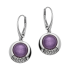 Kolczyki srebrne koło z fioletowym kamieniem