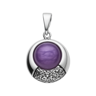 Zawieszka srebrna koło z fioletowym kamieniem