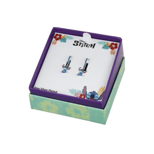 Kolczyki dla dziewczynki Disney Stitch srebrne kółkla z emalią