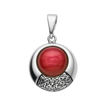 Zawieszka srebrna koło z malinowym kamieniem