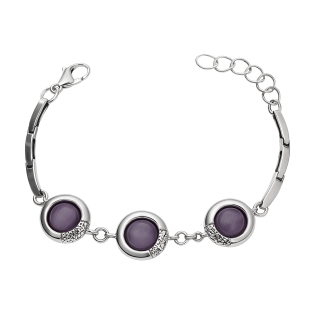 Bransoleta srebrna z śliwkowymi kamieniami