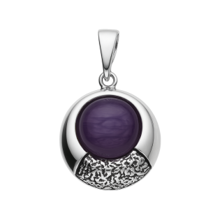 Zawieszka srebrna koło z śliwkowym kamieniem