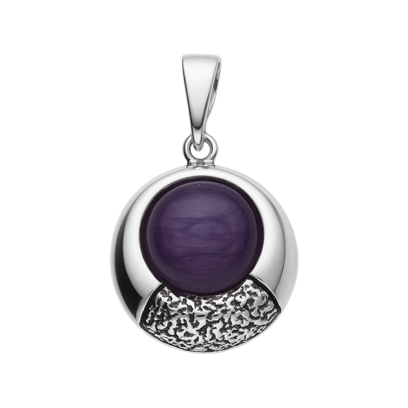 Zawieszka srebrna koło z śliwkowym kamieniem