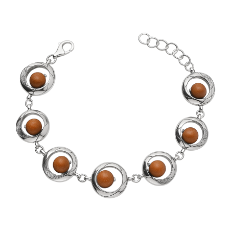 Bransoleta srebrna koła z piaskami pustyni