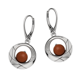 Kolczyki srebrne koło z piaskiem pustyni